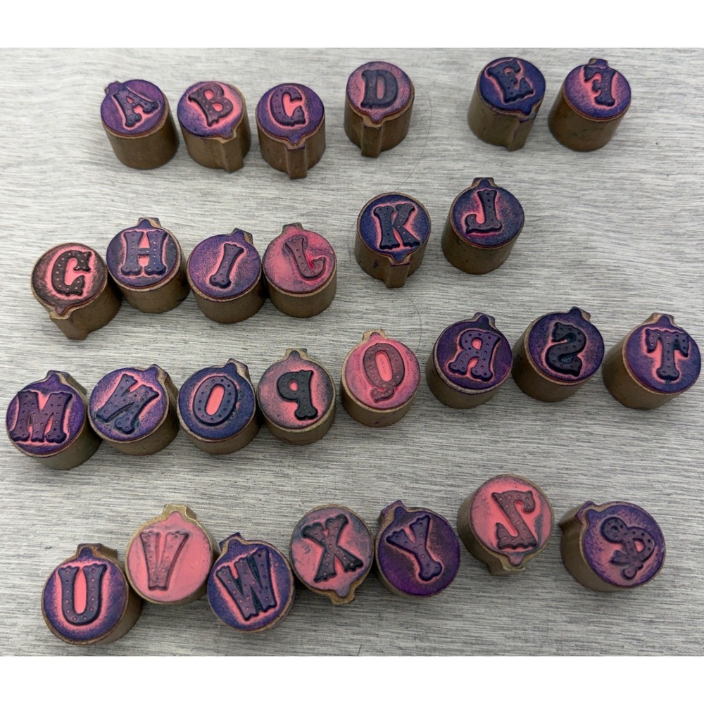 Vintage Style Alphabet Rubber Stamp Set A-Z & Ampersand Decorative Serif Font